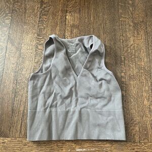 Taupe Ribbed V-Neck Tank Top